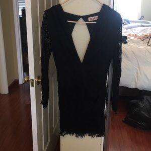 Long sleeve black lace dress